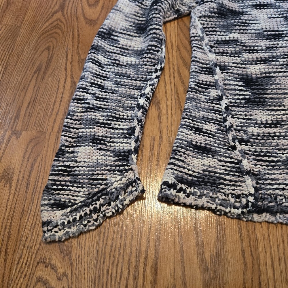 Rebecca Taylor Monochrome Chunky Knit Sweater White Gray Black Cozy Cotton M - Picture 10 of 11
